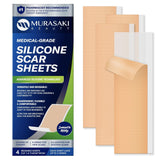 Silicone Scar Sheets for Surgical Scars: Silicone Gel Sheets for Keloids, Burns, Abrasion and C-Section - Safe for Adults and Children - Breathable, Skin-Friendly and Waterproof Silicone Tape 4PCS