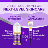 Piercing & Keloid Bump Solution Oil & Gel Kit, Piercing Aftercare Treatment Piercing Bump Solution Aftercare Oil (30 mL) + Keloid Bump Removal Gel (20 g) (0.71 oz (20g))