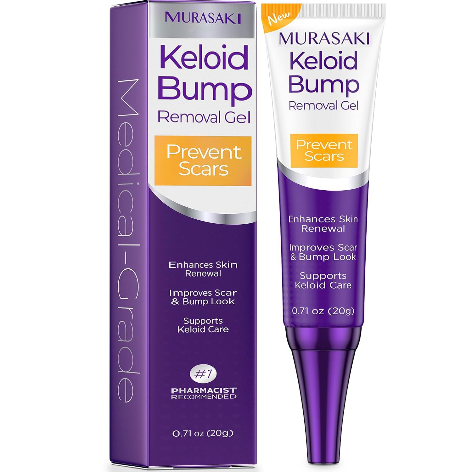 MURASAKI Keloid Bump Gel, Scar Prevention, Skin Renewal, Advanced Silicone Keloid Cream for Piercing Bumps 0.71 oz (1 Pack)