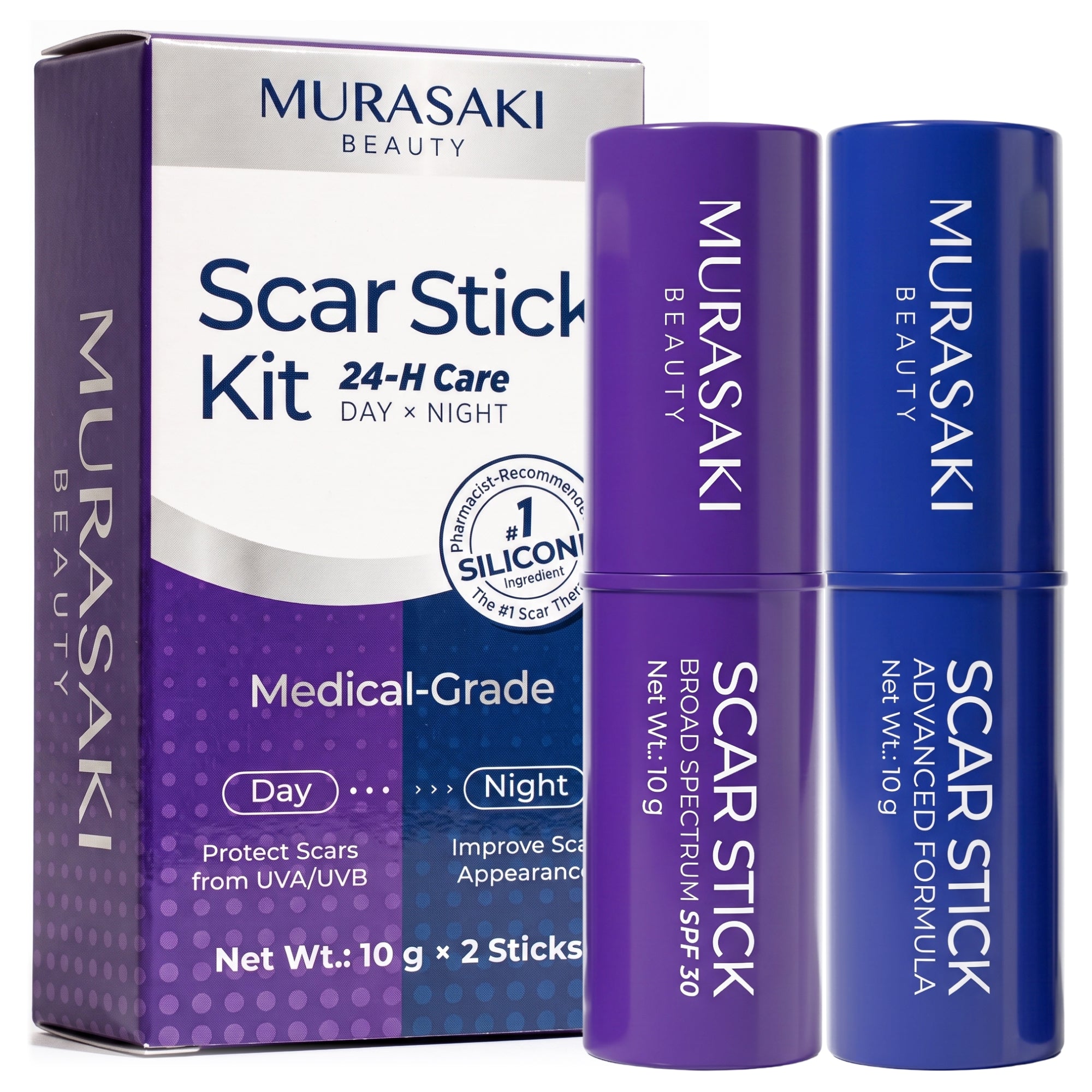 Silicone Scar Stick Kit Day & Night - SPF 30 Day Scar Stick & Advanced Silicone Night Scar Stick