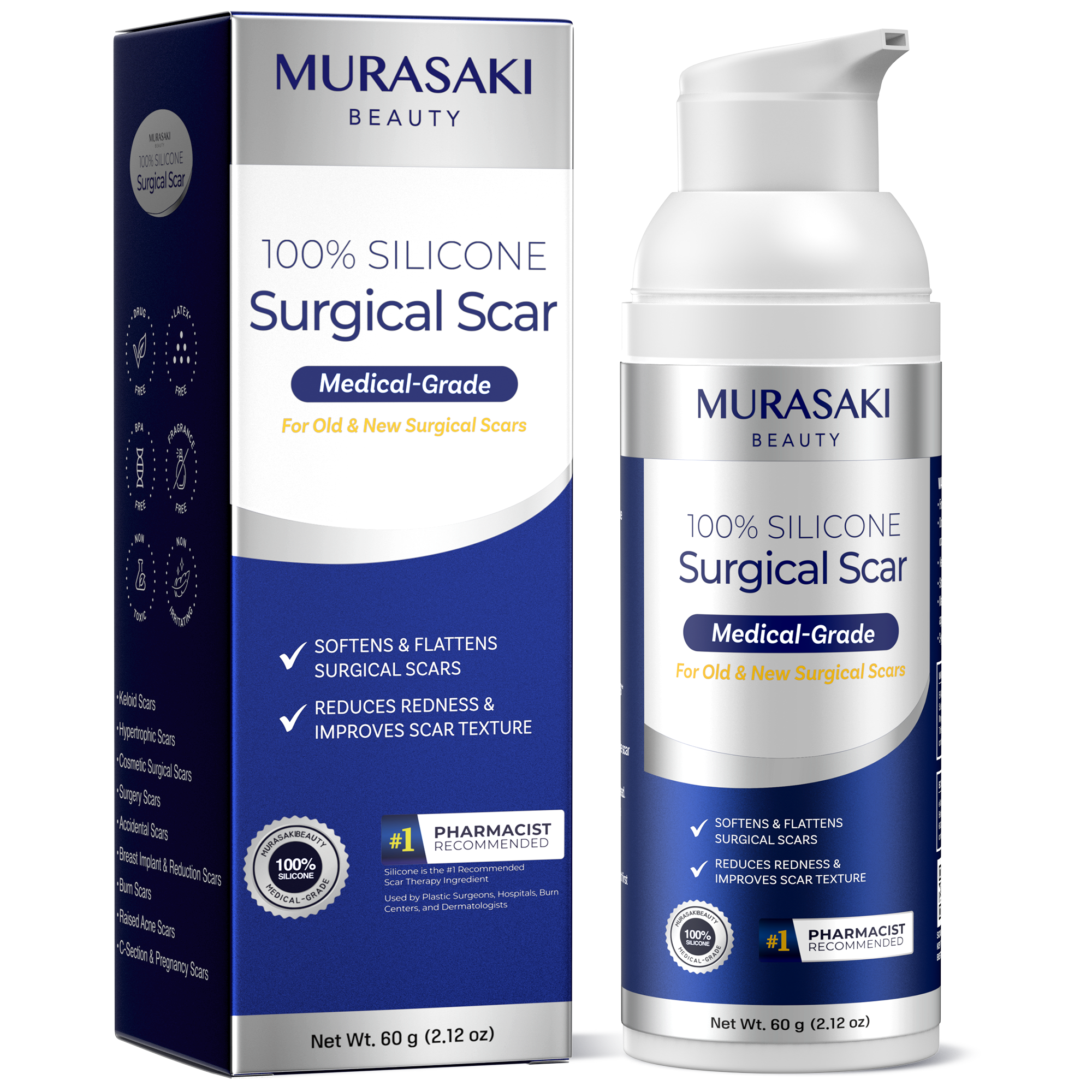100% Silicone Scar Gel for Surgical Scars 60g